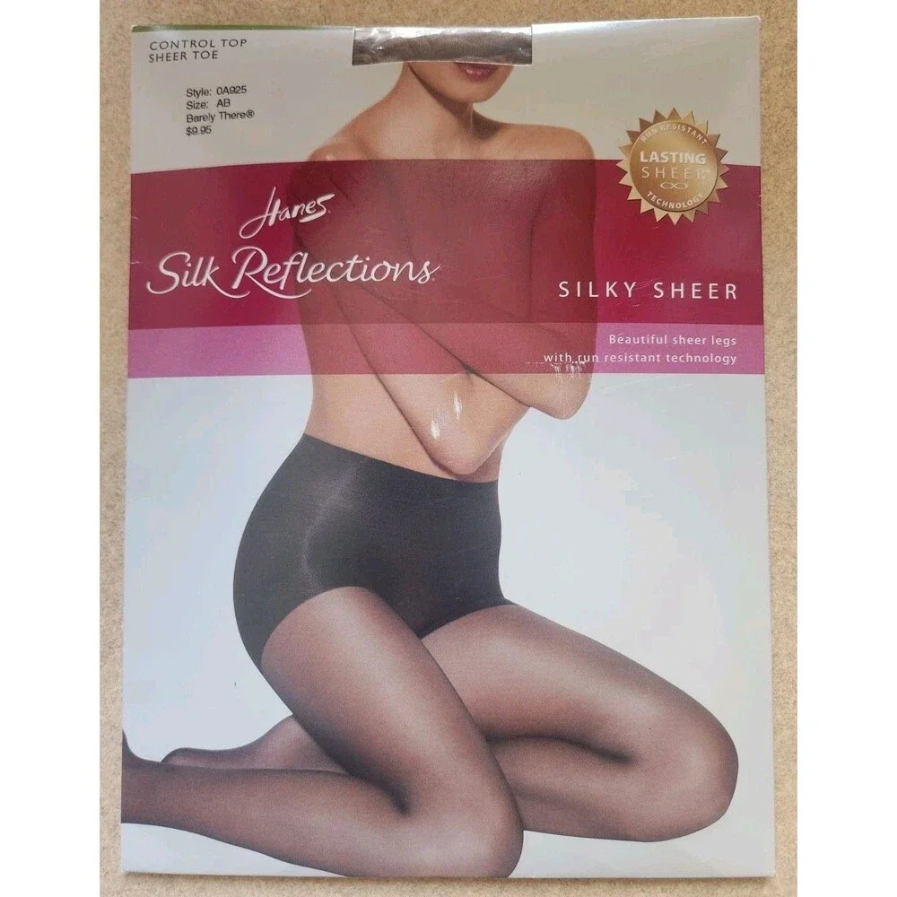 Hanes Silk Reflections Nylons Sheer Toe Control Top Barely There SZ AB 0A925